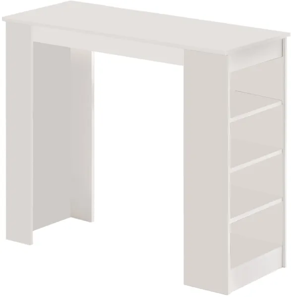 NORDVÄRK ST1 bartafel, met 3 legplanken - wit melamine (120x51,6)