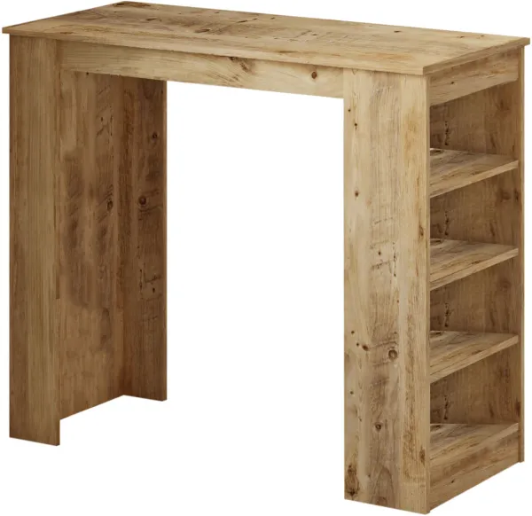 NORDVÄRK ST1 bartafel, met 3 planken - natuurlijke melamine (120x51,6)