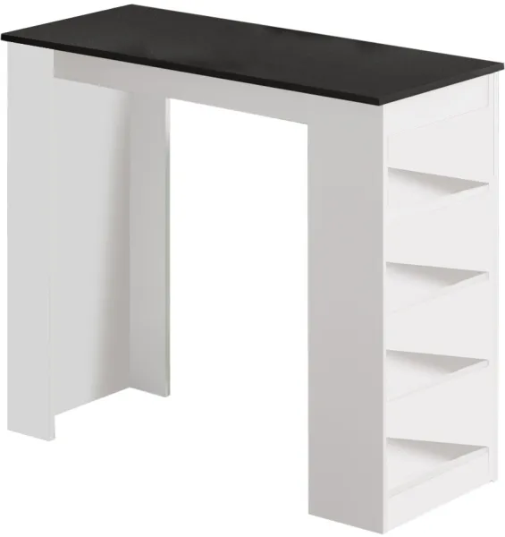 NORDVÄRK ST1 bartafel, met 3 planken - wit en zwart melamine (120x51,6)
