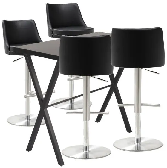 Homeville Bartafel set Grappa/Luna barkruk zwart/chroom