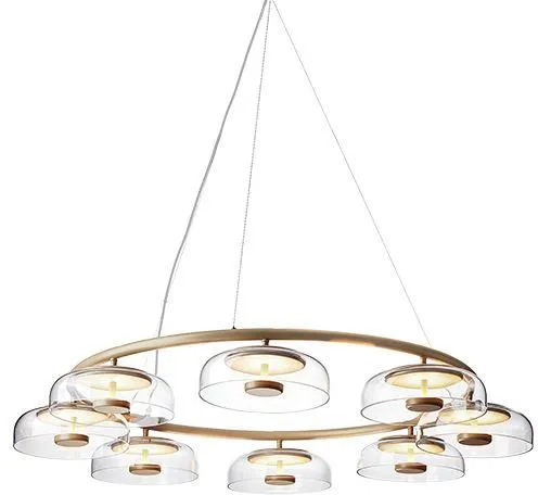 Nuura Blossi 8 Kroonluchter Noords Goud & Helder Glas