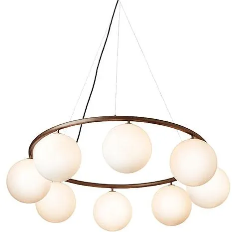 Nuura Miira 8 Circular Kroonluchter Donker Brons/Opal Wit