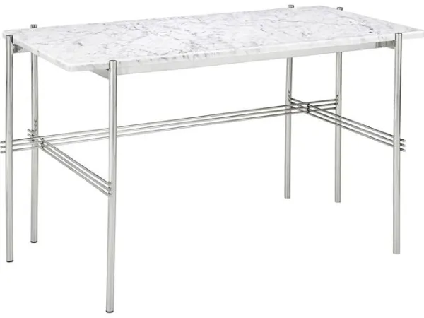 GUBI TS Bureau 120x60 Gepolijst Staal/Witte Carrara Marmer