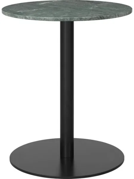 GUBI 1.0 Eettafel Rond Ø60 cm met Zwarte Basis en Groene Guatemala Marmeren Tafelblad