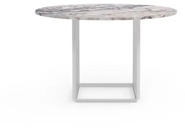 New Works Florence Eettafel Ø120 White Viola Marmer met Wit Onderstel