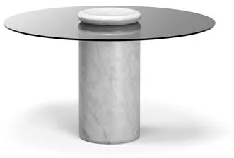 Karakter Castore Eettafel Ø130 Bianco Carrara Marmer/Gerookt Glas