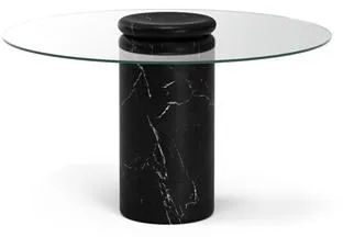 Karakter Castore Eettafel Ø130 Nero Marquina Marmer/Helder Glas