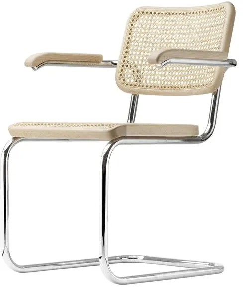 Thonet S 64 V Cantilever Eetkamerstoel met Armleuningen Chroom/Beukenhout